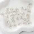 Bowtie shaped glass beads with iridescent AB coating for DIY jewelry making - Bow Shape / 10x8mm (10 Pieces/Pack) / Light Grey Green