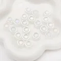 Irisierende Aurora-Glasblumenperlen für DIY-Handarbeit Schmuckherstellung - Hawaii-Blume (BBD312) / 14x6mm (10 Stk./Packung) / AB Weiß
