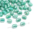 6x8mm πράσινες γυάλινες χάντρες με επίστρωση Aurora για χειροποίητα κοσμήματα - 10 Τεμάχια/Συσκευασία / Σταθερό Πράσινο του Παγωνιού