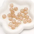 Lichtdurchlässige champagnerfarbene Blumenperlen mit Textur für DIY-Schmuckherstellung - Hawaii-Blume (BBD312) / 14x6mm (10 Stk./Packung) / Champagnergold