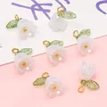 Colorful acrylic lily of the valley flower pendants with golden rings for DIY jewelry making - Lily of the Valley Shape / AB White