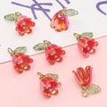 DIY colorful lily of the valley acrylic beads with rose red gradient and white pearls - Lily of the Valley Shape / Iridescent Red