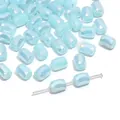 Hellblaue irisierende 6x8mm facettierte Glasperlen für die DIY Schmuckherstellung - 10 Stück/Packung / Solides Blau
