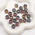 Irisierende Aurora Glasblumenperlen für DIY Schmuck in Lila und Dunkelgrau - Hawaii-Blume (BBD312) / 14x6mm (10 Stk./Packung) / Gun Black Violett