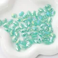 Faceted oval crystal beads in AB mint green finish for DIY jewelry and necklaces - Flat Oval 8x11mm, Hole Approx 1mm, 10 Pieces/Pack / Solid Green