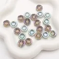 Irisierende violette und blaue Glasperlen in Blumenform für DIY-Schmuck und Armbänder - Hawaii-Blume (BBD312) / 14x6mm (10 Stk./Packung) / Rosarot Grün