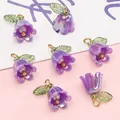 Iridescent purple lily of the valley acrylic flower charms for DIY jewelry making - Lily of the Valley Shape / Phantom Purple