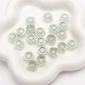 DIY transluzente grüne Glasblütenperlen mit schillernder AB-Beschichtung für Schmuck - Hawaii-Blume (BBD312) / 14x6mm (10 Stk./Packung) / Grün
