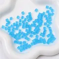 Light blue frosted 5x5mm square glass beads for DIY jewelry and necklaces - 5x5mm, Hole Approx. 1mm, 11g/Pack, Approx. 50 Pcs / Cloud Blue