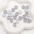 Lavendelfarbene irisierende Aurora-Blüten-Glasperlen für DIY-Schmuckarmbänder - Hawaii-Blume (BBD312) / 14x6mm (10 Stk./Packung) / Lila