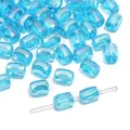Facettierte hellblaue Glasperlen für DIY Kristall Halsketten und Armbandherstellung - 10 Stück/Packung / Transparent See-Blau