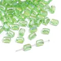 Facettierte hellgrüne Rechteckglasperlen für DIY-Halsketten mit AB-Beschichtung - 10 Stück/Packung / Transparentes Grün