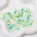 Mix of 5mm frosted cube glass beads in shades of green and white for DIY jewelry making - 5x5mm, Hole Approx. 1mm, 11g/Pack, Approx. 50 Pcs / Green Mix