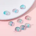 Irillerende blauwe schelpvormige glazen kralen voor DIY sieraden met goudfolie accenten - 10x10mm, Ca. 6mm Dik, 1mm Gat, 20 Stuks/Verpakking / Gouden Glitter Regenboog