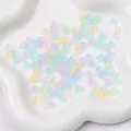 Mix of 5mm matte frosted glass square beads in pastel colors for DIY jewelry making - 5x5mm, Hole Approx. 1mm, 11g/Pack, Approx. 50 Pcs / Macarons