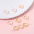 Iriserende schelpvormige glazen kralen in champagne met goudfolie voor DIY sieraden - 10x10mm, Ca. 6mm Dik, 1mm Gat, 20 Stuks/Verpakking / Gouden Glitter Beige