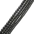 Black lava stone round beads in multiple sizes with porous texture for DIY jewelry making - 4mm (Hole 0.8mm, 39cm/Strand, Approx. 85 Beads) / Black