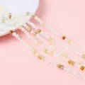 Collana di perle rotonde in giada sintetica con strati di perline di pietra crema e verdi - 4mm (Diametro del foro circa 0.6mm, 38cm/Filo, circa 90 Perline)