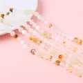 Fili di perle in giada sintetica bianco e ambra per la creazione di gioielli fai-da-te - 6mm (Diametro del foro circa 1mm, 38cm/Filo, circa 65 Perline)
