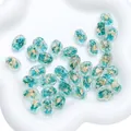 Handmade translucent blue glass beads with gold foil for DIY jewelry making - 10x14mm (1 Piece/Pack) / Peacock Green