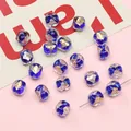 Dark blue glass bead with gold foil inclusion for DIY jewelry making and bracelets - Square Candy 10x12mm (1 Piece/Pack) / Sapphire Blue