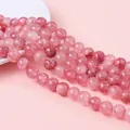 Perle di giada persiana rosa traslucide per gioielli con texture in pietra naturale - Versione Grande / Rosa