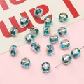 Deep teal handmade glass beads with gold foil flakes for DIY jewelry making - Square Candy 10x12mm (1 Piece/Pack) / Peacock Green