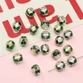 Green glass bead with gold foil inclusion for DIY jewelry making handmade crafts - Square Candy 10x12mm (1 Piece/Pack) / Green