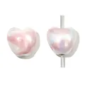 Pink and purple iridescent ceramic heart beads with vertical holes for jewelry making - 10x10mm (5 Pieces/Pack) / Pink