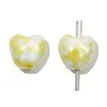 Ceramic heart beads with white and yellow ink splatter pattern for DIY jewelry making - 10x10mm (5 Pieces/Pack) / Yellow