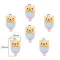 6pcs set of cartoon resin bear popsicle charms for DIY jewelry making 13mm by 24mm - Yellow Bear / Set of 6