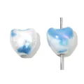 Handmade heart-shaped ceramic bead with blue marble ink texture for DIY jewelry crafts - 10x10mm (5 Pieces/Pack) / Blue