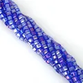 Deep blue faceted cube crystal glass beads arranged in a spiral string for DIY jewelry - 2x2mm (Approx. 170-190 Pcs/Pack) / Medium Blue AB