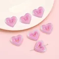 Rosafarbene herzförmige Acrylperlen mit 3D-Schichtdesign für DIY-Schmuckherstellung - 5 Stück/Packung (23x20mm) / Rosenrosa