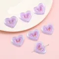 Translucent purple acrylic heart-in-heart beads for DIY jewelry making and crafts - Pink Purple