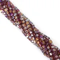 Faceted square glass crystal beads in purple and amber gold for DIY jewelry making - Medium Purple AB