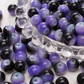 8-10mm purple and black gradient glass beads with center hole for DIY jewelry making - 8mm (Aperture Approx 1mm, 30 Pieces/Pack) / Purple Black Mix
