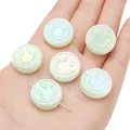 Iridescent green acrylic smiley face charms on palm showing size and pearlescent finish - 21mm (2 Pieces/Pack) / Green