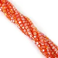 Faceted orange crystal cube beads for jewelry making, 2-8mm transparent glass spacers - Light Orange AB