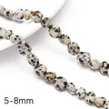 DIY dalmatian jasper irregular natural stone beads for jewelry making 5-8mm strand - Spotted Stone