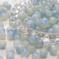 8mm blue and white opalite glass flower beads for DIY jewelry making and necklaces - 8mm (Aperture Approx 1mm, 30 Pieces/Pack) / Yellow Blue Mix
