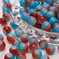 8-10mm red and blue gradient glass beads for DIY bracelet making accessories - 8mm (Aperture Approx 1mm, 30 Pieces/Pack) / Red Blue Patchwork