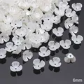 Perles d'espacement ABS forme pétale 6mm avec finition nacrée pour bijoux DIY - Fleur concave à trois pétales (#07)