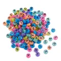 Colorful 10x6mm flat round acrylic alphabet beads in candy colors for DIY jewelry making - Luminous Colorful Background Black Letters