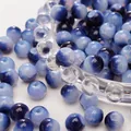 Blue and white ombre glass beads with subtle glitter for DIY jewelry making projects - 8mm (Aperture Approx 1mm, 30 Pieces/Pack) / Royal Blue Mix