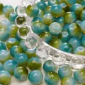 DIY jewelry beads in blue and green gradient finish with sparkling inner texture - 8mm (Aperture Approx 1mm, 30 Pieces/Pack) / Blue Green Mix
