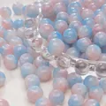 Blue and pink gradient glass beads for handmade jewelry DIY necklaces and bracelets - 8mm (Aperture Approx 1mm, 30 Pieces/Pack) / Blue and Pink Contrast