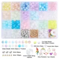 Kit de creación de joyas DIY de 24 compartimentos con cuentas de vidrio y dijes - Kit de Cuentas de Vidrio Multicolor (BDH289)