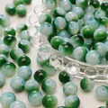 Green and white gradient glass beads with gold glitter for DIY jewelry making - 8mm (Aperture Approx 1mm, 30 Pieces/Pack) / Green White Mix