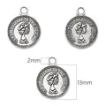Antique silver coin pendant 13mm with Queen Elizabeth portrait for jewelry making - Diameter 13mm (Hole Size approx. 2mm) / Antique Silver